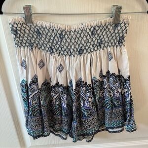 Marshalls White and Blue Smocked Shorts